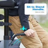OasisSpace Upright Walker with Seat – Up Walker with Padded Armrest & Stand Up Handles, Ultra Folding Stand Up Rollator Walker for Seniors with 10?? Front Wheels