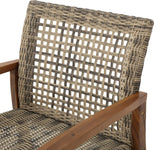 Christopher Knight Home Hampton Outdoor Mid-Century Wicker Club Chairs with Acacia Wood Frame, 2-Pcs Set, Natural Stained / Grey